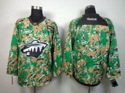 reebok Minnesota Wild blank Green camo NHL Jerseys