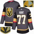 Custom Adidas Vegas Golden Knights #77 Hunt gray hockey Jersey Champion version