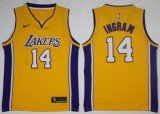 Nike Los Angeles Lakers #14 Brandon Ingram yellow basketball jersey (1)