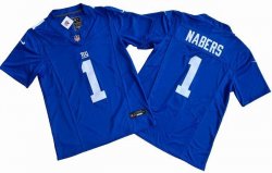 New York Giants 1# Malik Nabers Nike Blue Vapor F.U.S.E. Limited Jersey