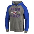 Men's New York Islanders Fanatics Branded Ash Timeless Collection Antique Stack Big & Tall Tri-Blend Raglan Pullover Hoodie