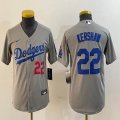 Youth Nike Los Angeles Dodgers 22 Clayton Kershaw gray majestic baseball jerseys-