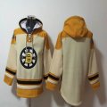 Boston Bruins blank beige yellow NHL Hooded Sweatshirt with 100th logo