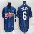 Los Angeles Dodgers #6 Justin Turner blue throwback majestic baseball Jerseys-BD 04