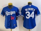 Women Nike Los Angeles Dodgers #34 Fernando Valenzuela blue MLB baseball Jersey