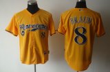 Milwaukee Brewers 8 Ryan Braun yellow MLB Jerseys