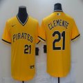 Nike Pittsburgh Pirates #21 Roberto Clemente yellow majestic baseball jerseys-BD