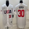 2023 World Cup #30 Kyle Tucker white USA majestic baseball jerseys 06