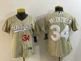 Women Los Angeles Dodgers #34 Fernando Valenzuela green majestic baseball Jerseys -BD