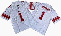 New York Giants 1# Malik Nabers Nike White Vapor F.U.S.E. Limited Jersey