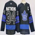 Toronto Maple Leafs #34 Auston Matthews black blue hockey jersey with C patch-PD