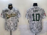 Green Bay Packers #10 Jordan Love Nike Arctic Camo 2024 Salute to Service Limited Jersey Joint name-BD