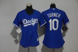 Women Los Angeles Dodgers #10 Justin Turner blue baseball jerseys