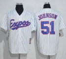 MLB Montreal Expos 51 Randy Johnson throwback White Jerseys