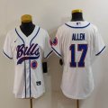 Women Buffalo Bills 17# Josh Allen white nike baseball jerseys Joint name-BD 01