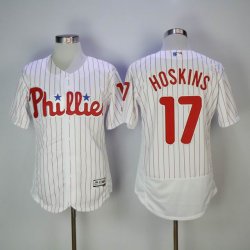 Philadelphia Phillies #17 Rhys Hoskins white red stripe Flexbase Authentic Collection Jersey