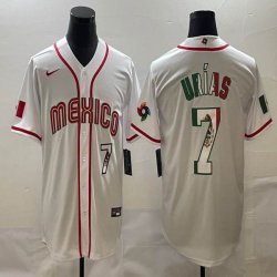 2023 World Cup Mexico #7 Julio Urias white green red majestic baseball jerseys 04