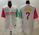 Nike San Diego Padres #7 Ha Seong Kim white pink green MLB Baseball jerseys 01