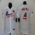 St.Louis Cardinals #4 Yadier Molina white USA Flag Flexbase Authentic Collection Jersey-BD