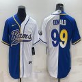 Nike Los Angeles Rams #99 Aaron Donald blue white split baseball jerseys Joint name-BD