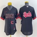 Women Nike Cincinnati Reds blank black majestic baseball jerseys 03