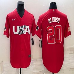 2023 World Cup #20 Pete Alonso red USA majestic baseball jerseys 10