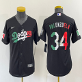 Youth Los Angeles Dodgers 34 Fernando Valenzuela black red green majestic mlb jersey-BD