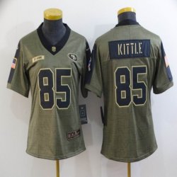 Women Nike 49ers #85 George Kittle green 2021 Salute to Service Limited Jersey