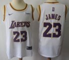 Nike Los Angeles Lakers #23 LeBron James white NBA jerseys with Wish Patch-S8