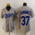 Women Nike Los Angeles Dodgers #37 Enrique Hernandez gray majestic baseball jerseys