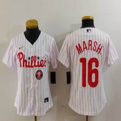 Women Nike Philadelphia Phillies #16 Brandon Marsh white majestic baseball jerseys