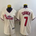 Women Nike Philadelphia Phillies #7 Trea Turner beige majestic baseball jersey