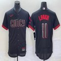 Nike Cincinnati Reds #11 Barry Larkin black Flexbase Authentic Collection Jersey city blue-BD