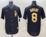 Nike Los Angeles Dodgers #8 Kobe Bryant black gold majestic baseball Jersey -BD