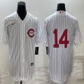 Nike Cincinnati Reds #14 Pete Rose white throwback majestic baseball jersey-BD