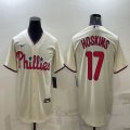 Nike Philadelphia Phillies #17 Rhys Hoskins beige majestic Baseball Jersey Gradient -BD