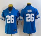 Women Nike Detroit Lions #26 Jahmyr Gibbs blue Nike Vapor F.U.S.E. Limited Jersey -BD