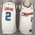 Los Angeles Clippers #2 Kawhi Leonard white throwback nike nba jersey with Sponsor patch-YL