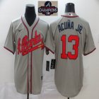 Nike Atlanta Braves #13 Ronald Acuna Jr. gray majestic baseball jersey