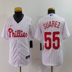 Youth Nike Philadelphia Phillies #55 Ranger Suarez white majestic baseball jerseys