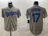 Los Angeles Dodgers #17 Shohei Ohtani Nike gray fashion majestic baseball Jersey -BD