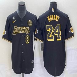 Nike Los Angeles Dodgers #8 and #24 Kobe Bryant black NBA and baseball Jerseys Joint name -BD 07