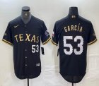 Nike Texas Rangers #53 Adolis Garcia black gold majestic baseball jerseys Champion patch-BD