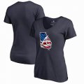 Women's Atlanta Braves Fanatics Branded Navy 2018 Memorial Day Banner State Plus Size V-Neck T-Shirt