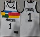 Nike Minnesota Timberwolves Anthony Edwards white nba jersey 6 patch -XD