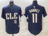 Nike Cleveland Indians #11 Jose Ramirez blue majestic baseball jersey-BD 04