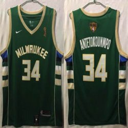 Nike Milwaukee Bucks 34# Giannis Antetokounmpo green nba basketball Jerseys champion patch-HL