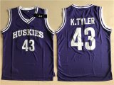 Stitched Kenny Tyler #43 Jersey Huskies The 6th Marlon Wayans Kenny Tyler Basketball Movie Jersey -Purple