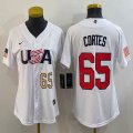 Youth 2023 World Cup #65 Nestor Cortes white USA majestic baseball jerseys 03