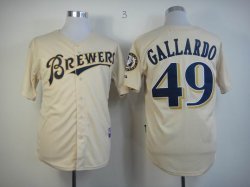 Milwaukee Brewers 49 Yovani Gallardo beige MLB Jerseys